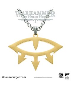 Підвіска з нержавної сталі з позолотою та срібним ланцюжком Starforged Warhammer 30K Luna Wolves Black Legion Eye of Horus 