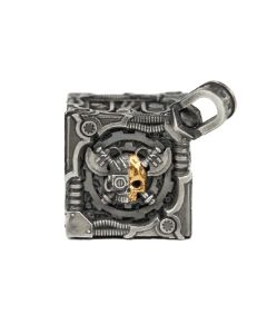 Срібна підвіска з позолотою та срібним ланцюжком Starforged: Warhammer 40000 Adeptus Mechanicus - Mechanicum Cogitator Dicecore Pendant