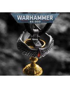 Срібна підвіска з позолотою та шкіряним ланцюжком Starforged: Warhammer 40000 Blood Angel Red Grail Sanguinius