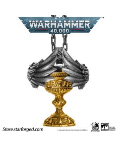 Срібна підвіска з позолотою та срібним ланцюжком Starforged Warhammer 40K Blood Angel Red Grail Sanguinius