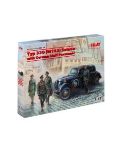 Збірна модель автомобіля ICM: Typ 320 (W142) седан з німецьким штабним персоналом