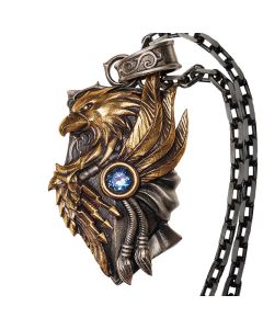 Срібна підвіска з позолотою зі срібним ланцюжком Starforged: Warhammer 40000 Adeptus Custodes Throne Watcher's Shield