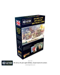 Набір мініатюр Warlord Games Bolt Action: 8th Army 25 pounder Light Artillery, Quad & Limber