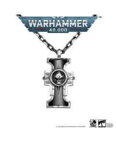 Срібна підвіска з чорним оніксом та срібним ланцюжком Warhammer 40K Inquisition Seal of the Holy Ordos by Starforged