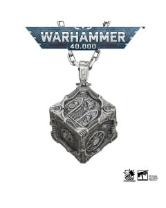 Срібна підвіска зі сталевим ланцюжком Starforged: Warhammer 40000 Adeptus Mechanicus - Mechanicum Cogitator Dicecore Pendant