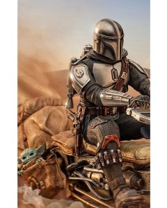 Колекційна статуетка Iron Studios: Statue The Mandalorian on Speederbike Deluxe - The Mandalorian - Art Scale 1/10