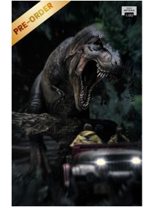 Колекційна статуетка Iron Studios: Statue T-Rex Chase - Jurassic Park - Demi Art Scale 1/20