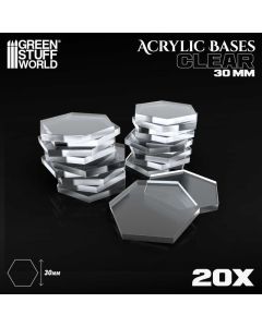 Набір прозорих підставок для мініатюр Green Stuff World: Acrylic Bases - Hexagonal 30 mm Clear 