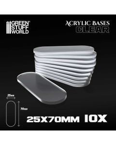 Набір прозорих підставок для мініатюр Green Stuff World: Acrylic Bases - Oval Pill 25x70mm Clear 