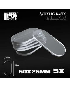 Набір прозорих підставок для мініатюр Green Stuff World: Acrylic Bases - Oval Pill 50x25mm Clear 