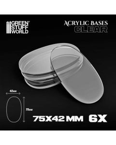 Набір прозорих підставок для мініатюр Green Stuff World: Acrylic Bases - Oval Pill 75x42mm Clear