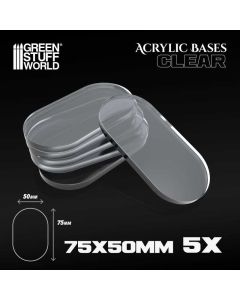 Набір прозорих підставок для мініатюр Green Stuff World: Acrylic Bases - Oval Pill 75x50mm Clear 