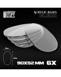 Набір прозорих підставок для мініатюр Green Stuff World: Acrylic Bases - Oval Pill 90x52mm Clear