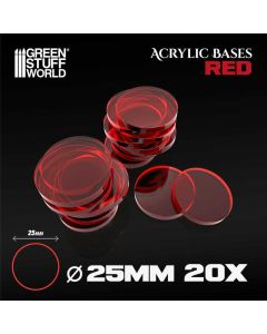 Набір прозорих підставок для мініатюр Green Stuff World: Acrylic Bases - Round 25 mm Clear Red