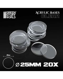 Набір прозорих підставок для мініатюр Green Stuff World: Acrylic Bases - Round 25 mm Clear