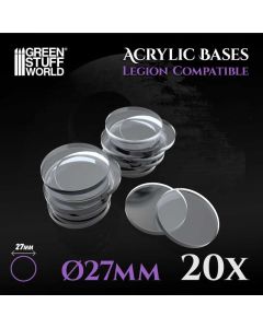 Набір прозорих підставок для мініатюр Green Stuff World: Acrylic Bases - Round 27 mm (Legion)