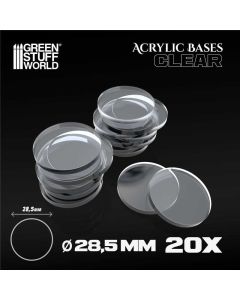 Набір прозорих підставок для мініатюр Green Stuff World: Acrylic Bases - Round 28,5mm Clear