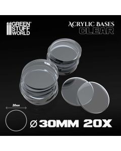 Набір прозорих підставок для мініатюр Green Stuff World: Acrylic Bases - Round 30 mm Clear 