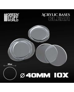 Набір прозорих підставок для мініатюр Green Stuff World: Acrylic Bases - Round 40 mm Clear 