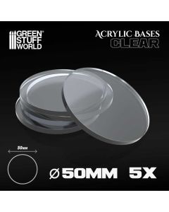 Набір прозорих підставок для мініатюр Green Stuff World: Acrylic Bases - Round 50 mm Clear