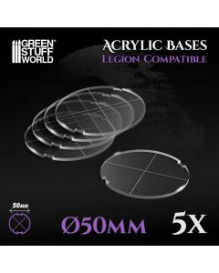 Набір прозорих підставок для мініатюр Green Stuff World: Acrylic Bases - Round 50 mm (Legion)