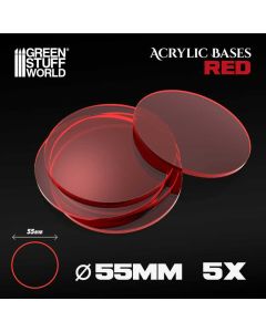 Набір прозорих підставок для мініатюр Green Stuff World: Acrylic Bases - Round 55 mm Clear Red