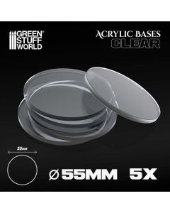 Набір прозорих підставок для мініатюр Green Stuff World: Acrylic Bases - Round 55 mm Clear 