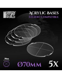 Набір прозорих підставок для мініатюр Green Stuff World: Acrylic Bases - Round 70 mm (Legion)