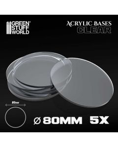 Набір прозорих підставок для мініатюр Green Stuff World: Acrylic Bases - Round 80 mm Clear 