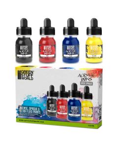 Набір акрилових чорнил Green Stuff World Acrylic Inks Set: Basic Opaque (x4)