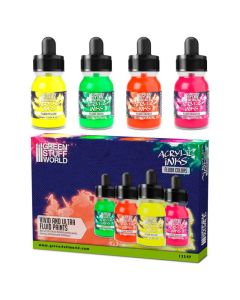 Набір акрилових чорнил Green Stuff World Acrylic Inks Set: Fluor (x4)