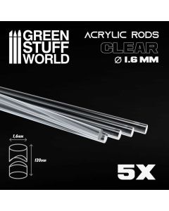 Набір прозорих опор для мініатюр Green Stuff World: Acrylic Rods - Round 1.6 mm Clear 