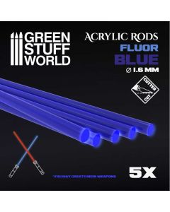 Набір прозорих опор для мініатюр Green Stuff World: Acrylic Rods - Round 1.6 mm Fluor Blue 