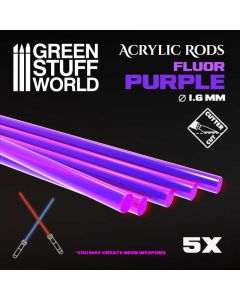 Набір прозорих опор для мініатюр Green Stuff World: Acrylic Rods - Round 1.6 mm Fluor Purple