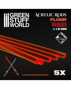 Набір прозорих опор для мініатюр Green Stuff World: Acrylic Rods - Round 1.6 mm Fluor Red-orange