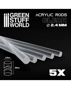 Набір прозорих опор для мініатюр Green Stuff World: Acrylic Rods - Round 2.4 mm Clear 