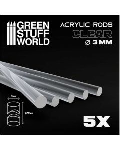 Набір прозорих опор для мініатюр Green Stuff World: Acrylic Rods - Round 3 mm Clear 