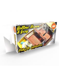 Набір акрилових фарб AK Interactive: Yellow, Brown & Grey Vehicle Interiors