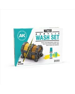 Набір акрилових змивок AK Interactive: Acrylic Wash Master Set – Full Range 18 Colors