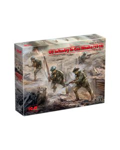 Збірні моделі фігурок ICM: Піхота США в протигазах (1918)