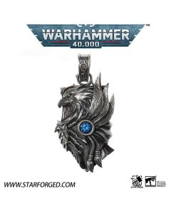 Срібна підвіска з ланцюжкомі із нержавіючої сталі Starforged Throne Watcher's Shield Warhammer 40K Adeptus Custodes Golden Legion