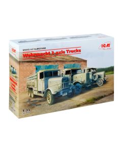 Набір збірних моделей для діорам ICM: 3-вісні вантажівки Вермахту