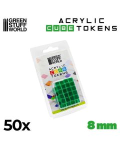Набір акрилових жетонів Green Stuff World: Green Cube Tokens 8mm