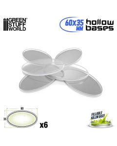 Набір прозорих підставок для мініатюр Green Stuff World: Hollow Plastic Bases - Transparent - Oval 60x35mm