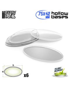 Набір прозорих підставок для мініатюр Green Stuff World: Hollow Plastic Bases - Transparent - Oval 75x42mm