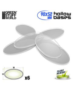 Набір прозорих підставок для мініатюр Green Stuff World: Hollow Plastic Bases - Transparent - Oval 90x52mm