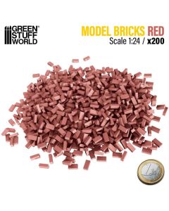 Набір декоративних цеглин Green Stuff World: Miniature Bricks - Red x200 1:24