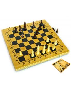 Настільна гра Нарди з шахами і шашками бамбукові (29,5х29х2,5 см)