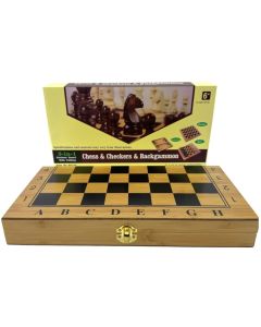 Настільна гра Нарди з шахами і шашками бамбукові (33,5х33,5х2,3 см)