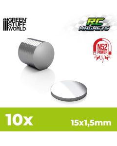 Набір магнітів Green Stuff World: Neodymium Magnets 15x1,5mm - 10 units (N52)